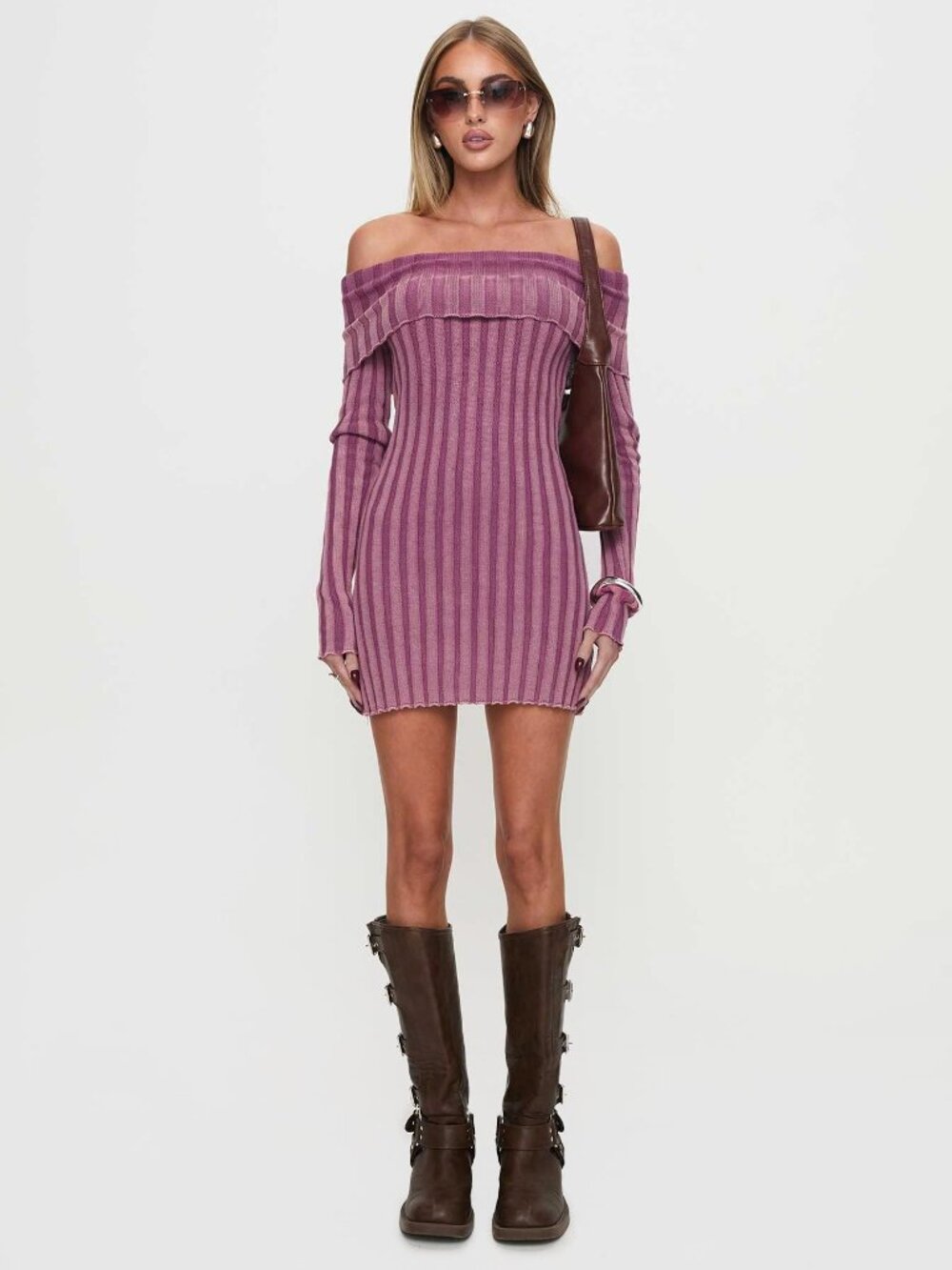 Princess Polly Kalesie Long Sleeve Rib Mini Dress Pink, S/M, NWOT